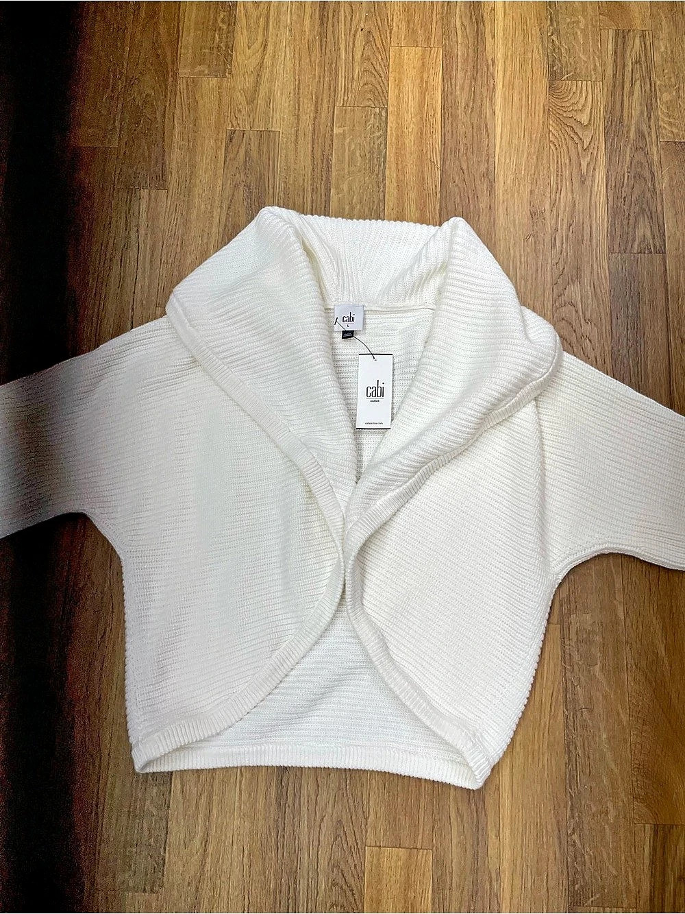 Cabi Half Circle Sweater Knit Cardigan White Large